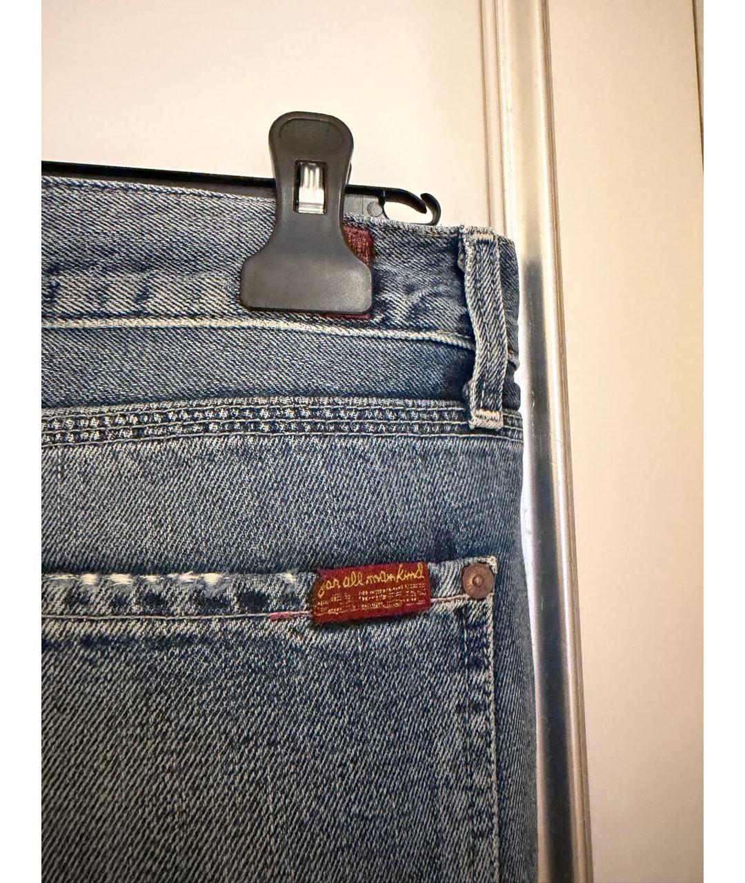 7 FOR ALL MANKIND Синие хлопковые прямые джинсы, фото 4