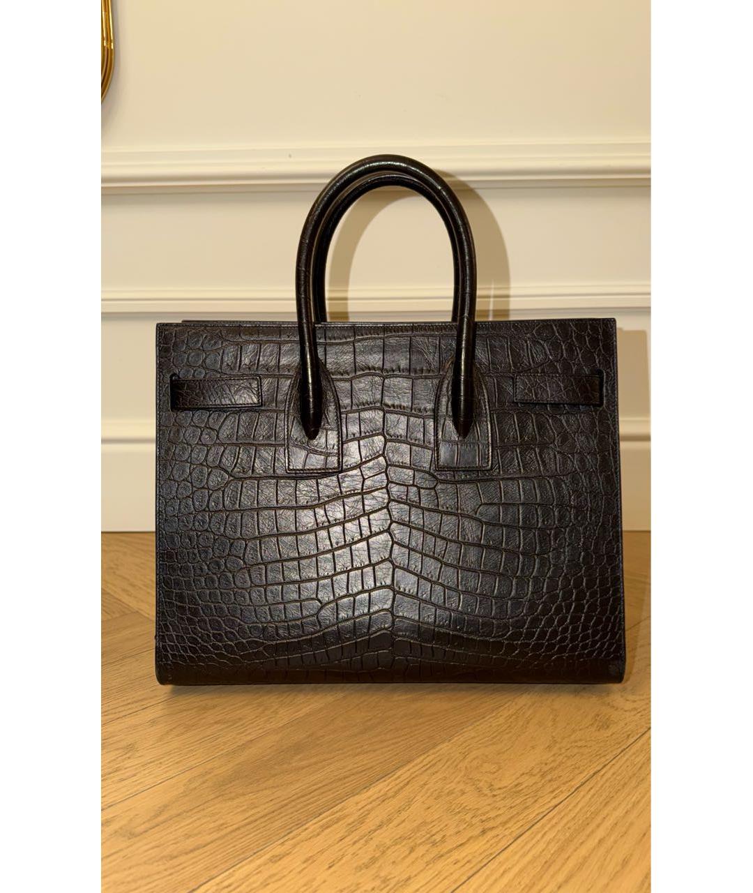 SAINT LAURENT Черная кожаная сумка тоут, фото 3