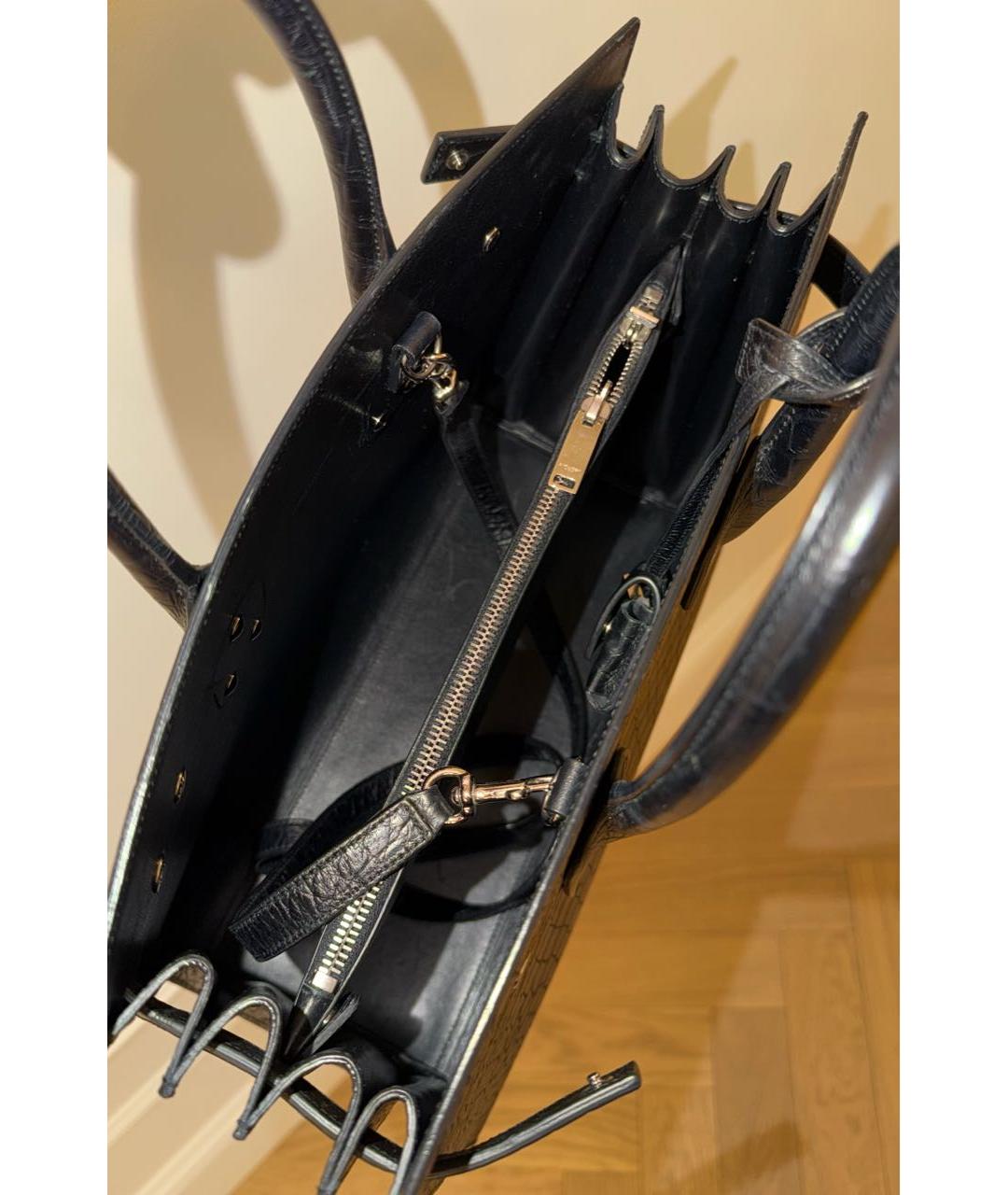 SAINT LAURENT Черная кожаная сумка тоут, фото 4