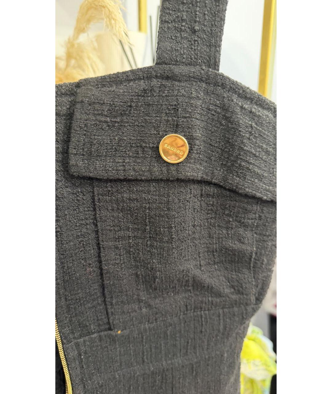 SANDRO Черное твидовое повседневное платье, фото 3