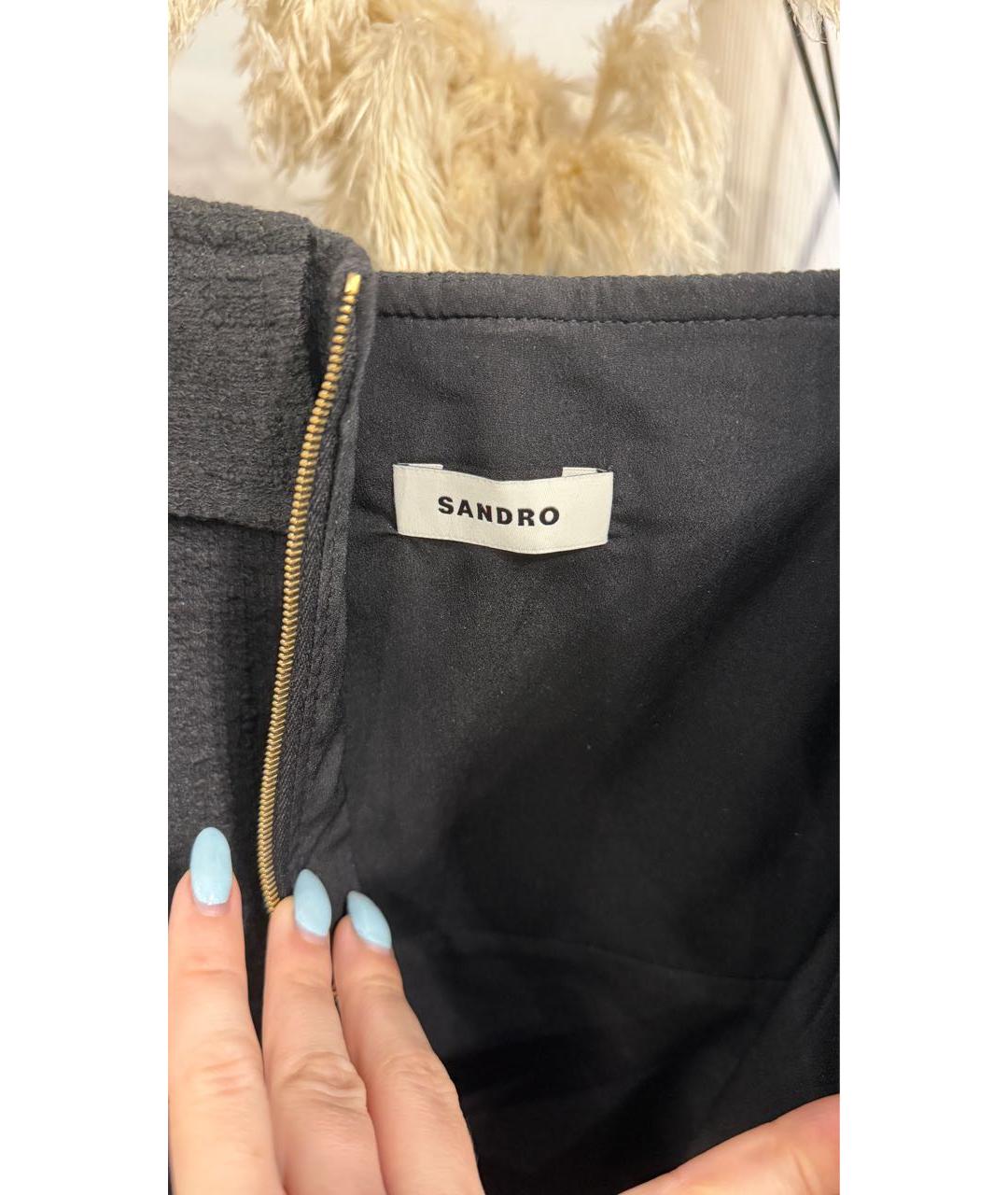 SANDRO Черное твидовое повседневное платье, фото 4