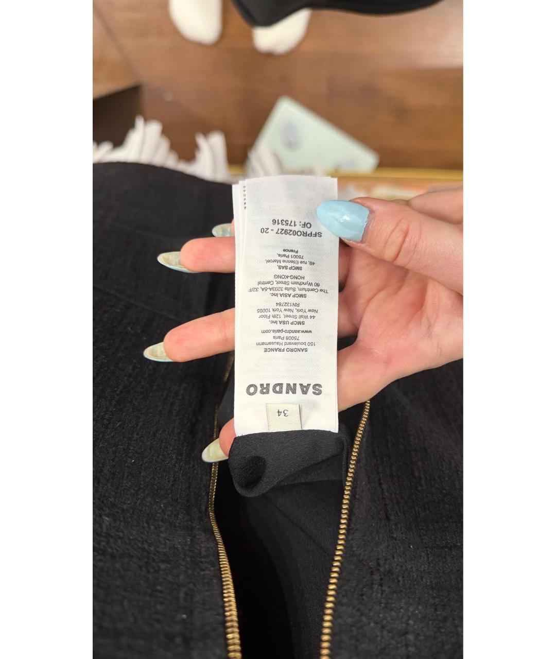 SANDRO Черное твидовое повседневное платье, фото 5