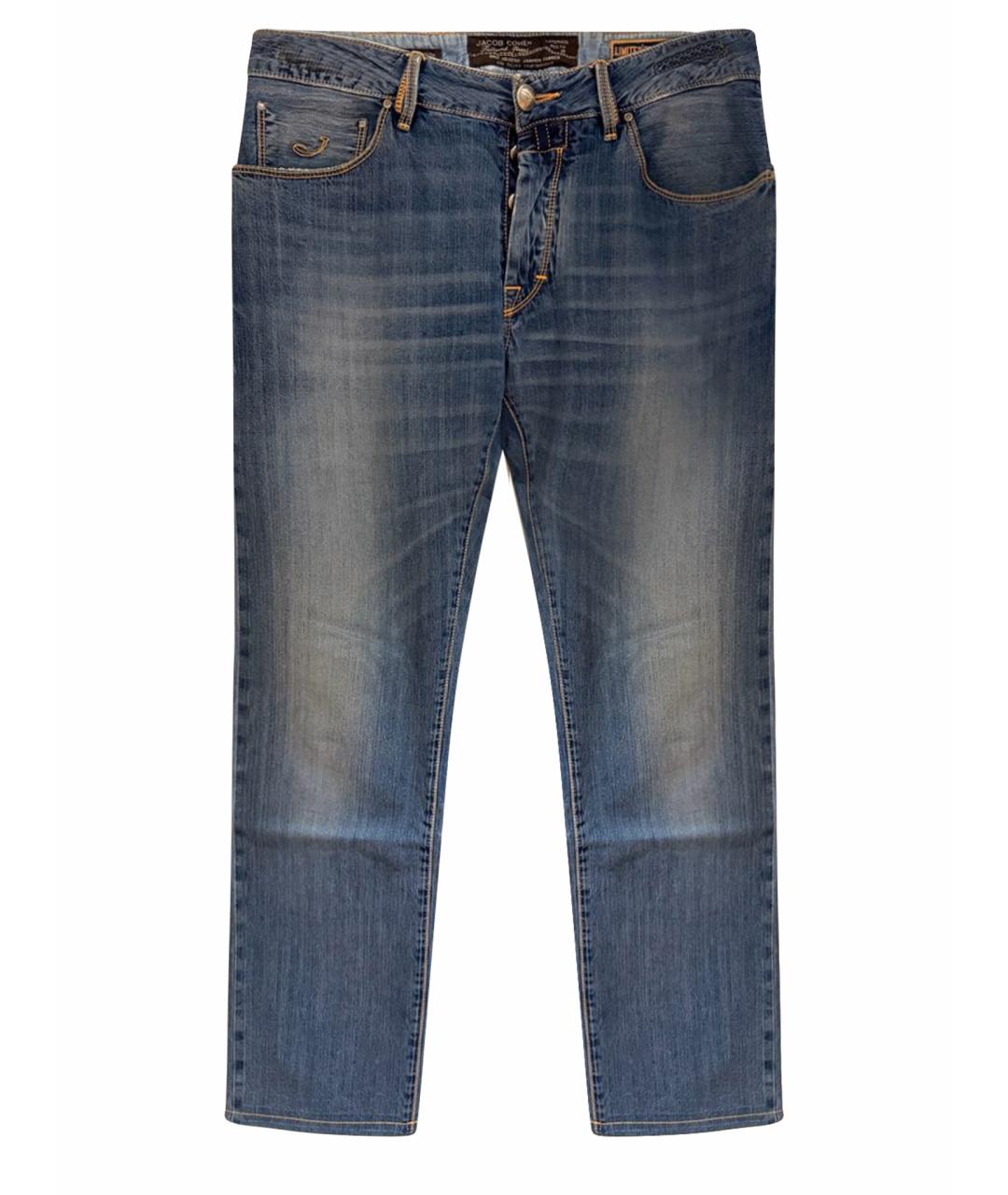 JACOB COHEN Синие хлопковые прямые джинсы, фото 1