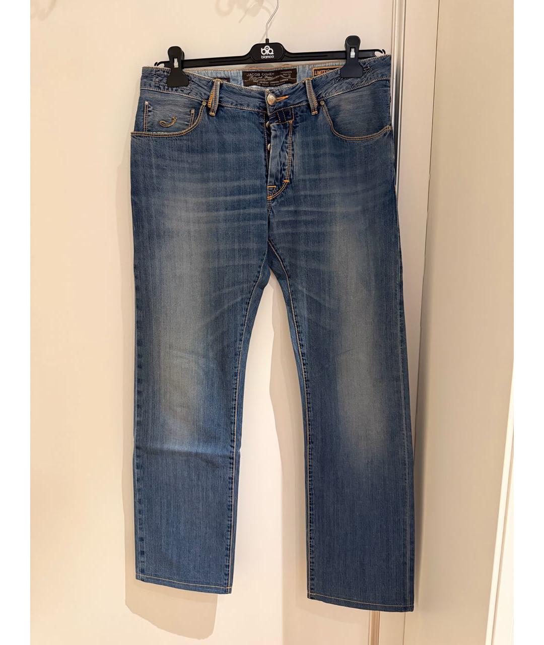 JACOB COHEN Синие хлопковые прямые джинсы, фото 6