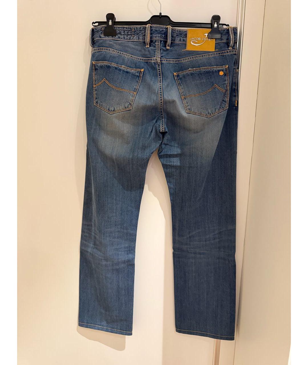 JACOB COHEN Синие хлопковые прямые джинсы, фото 2