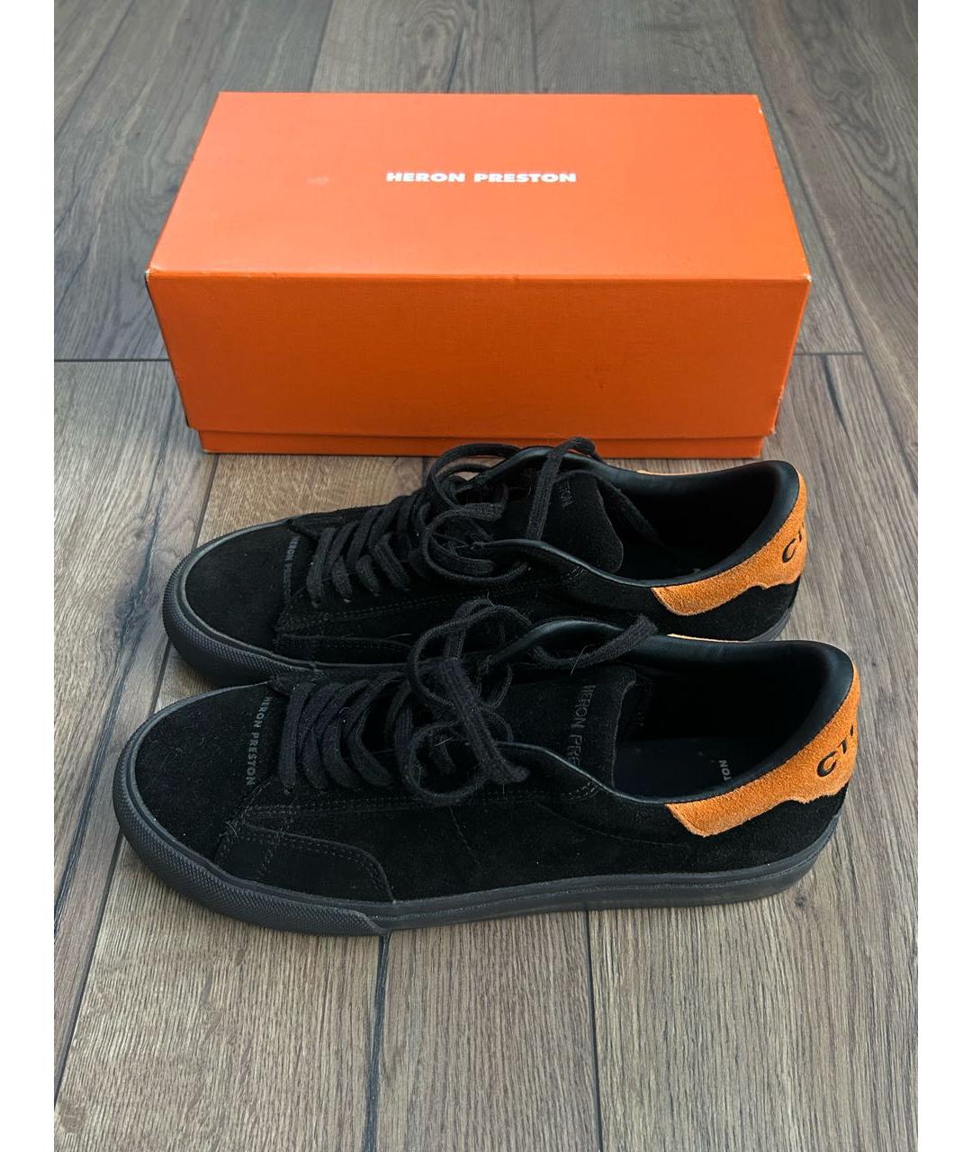 HERON PRESTON Черные замшевые низкие кроссовки / кеды, фото 7