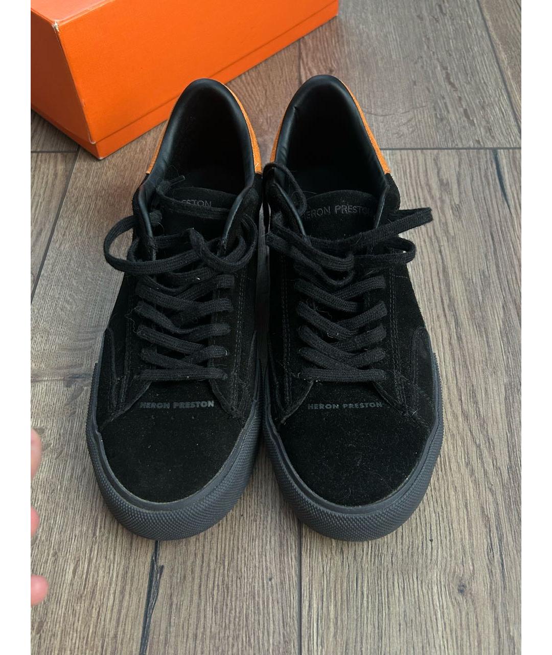 HERON PRESTON Черные замшевые низкие кроссовки / кеды, фото 2