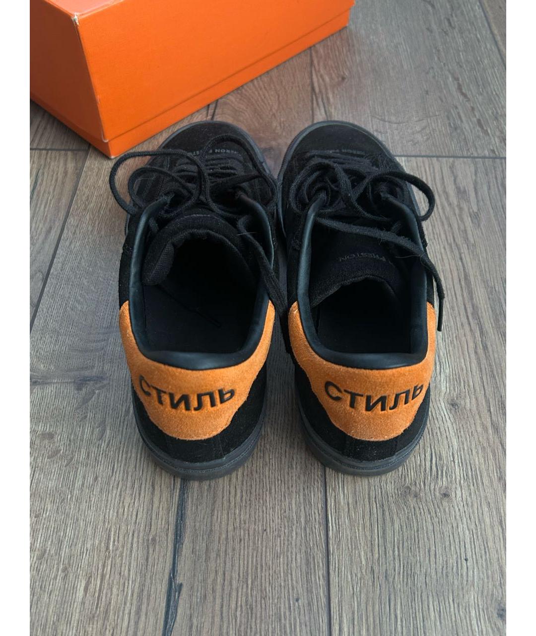 HERON PRESTON Черные замшевые низкие кроссовки / кеды, фото 3