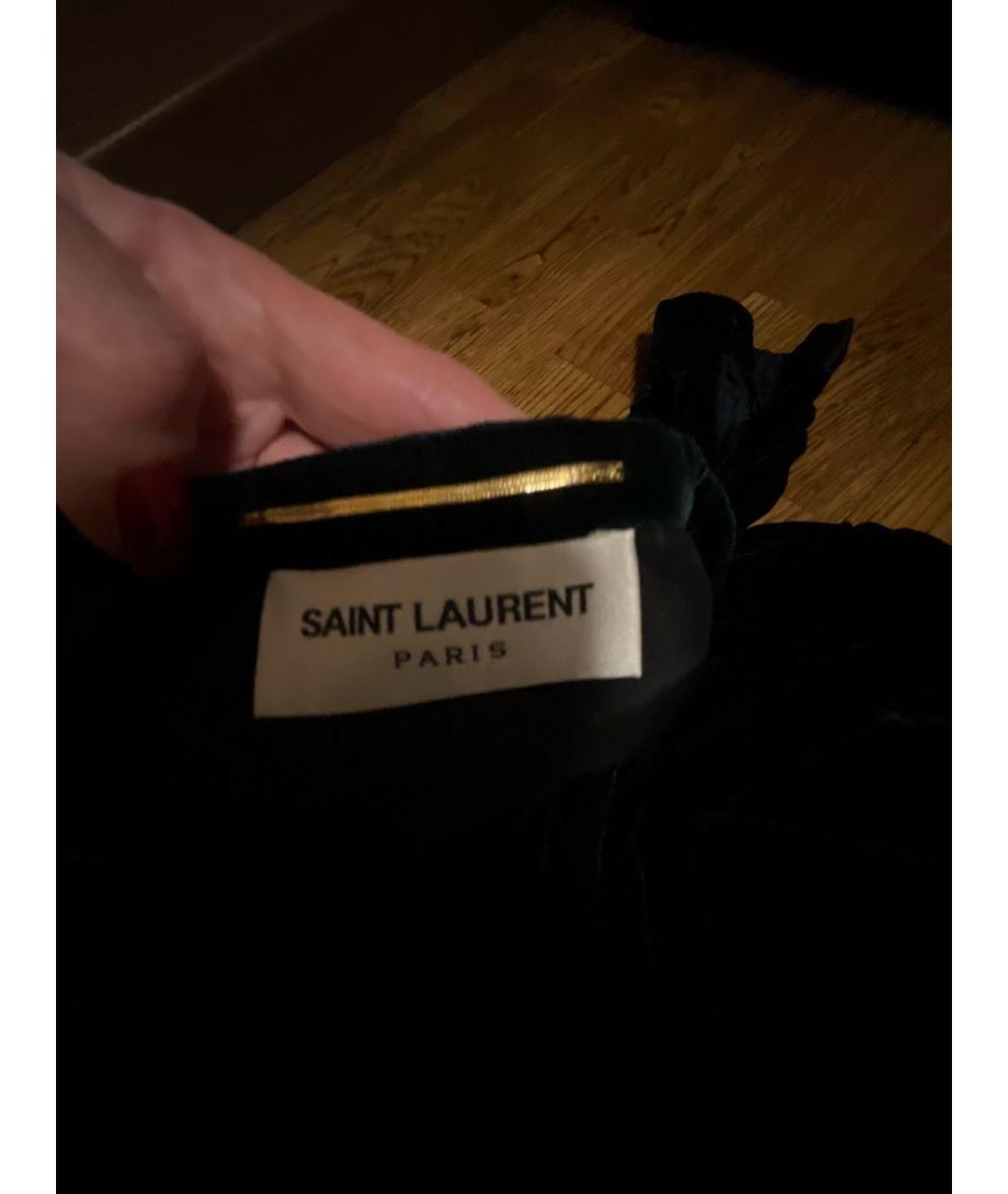 SAINT LAURENT Зеленые бархатное коктейльное платье, фото 3
