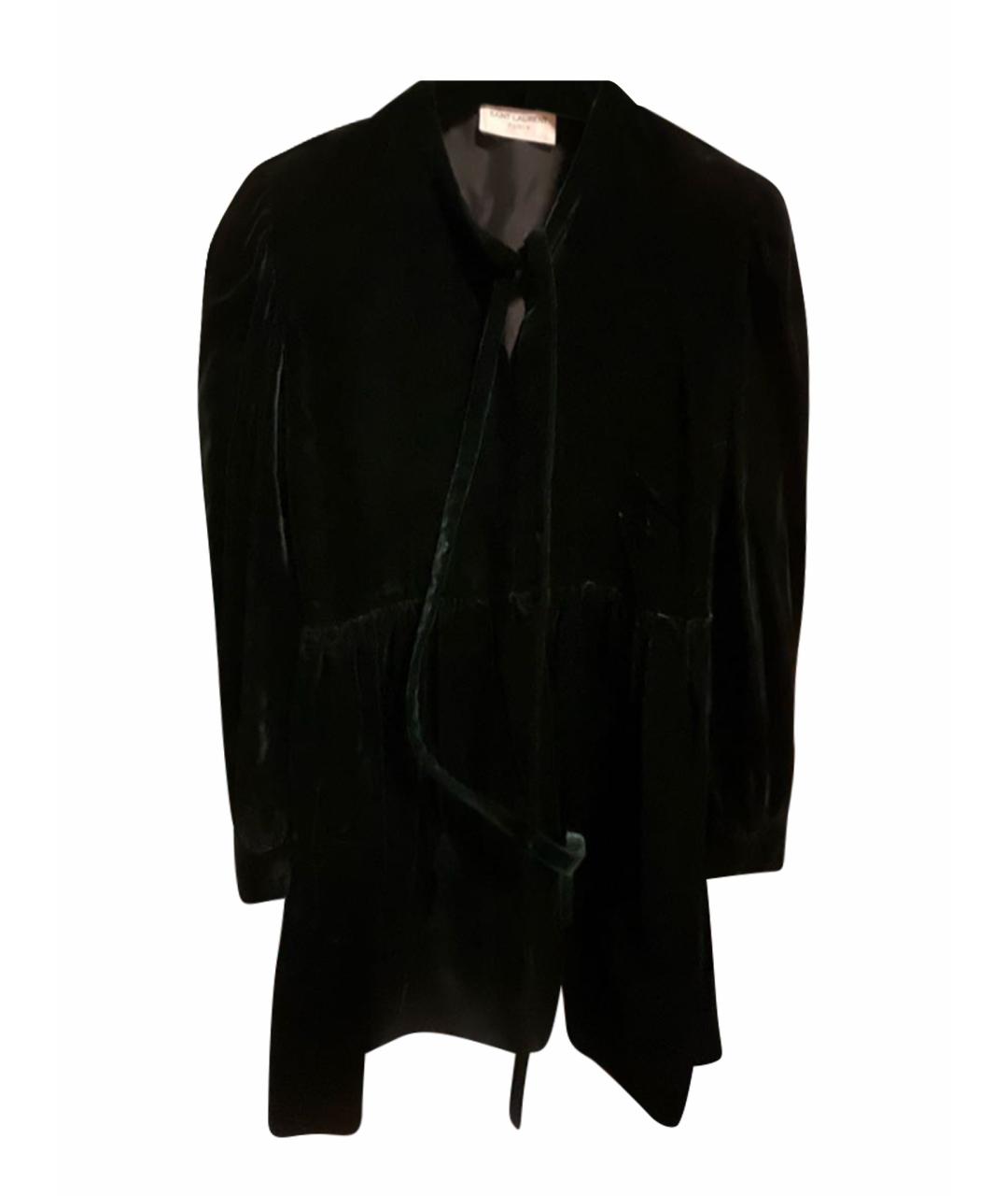 SAINT LAURENT Зеленые бархатное коктейльное платье, фото 1