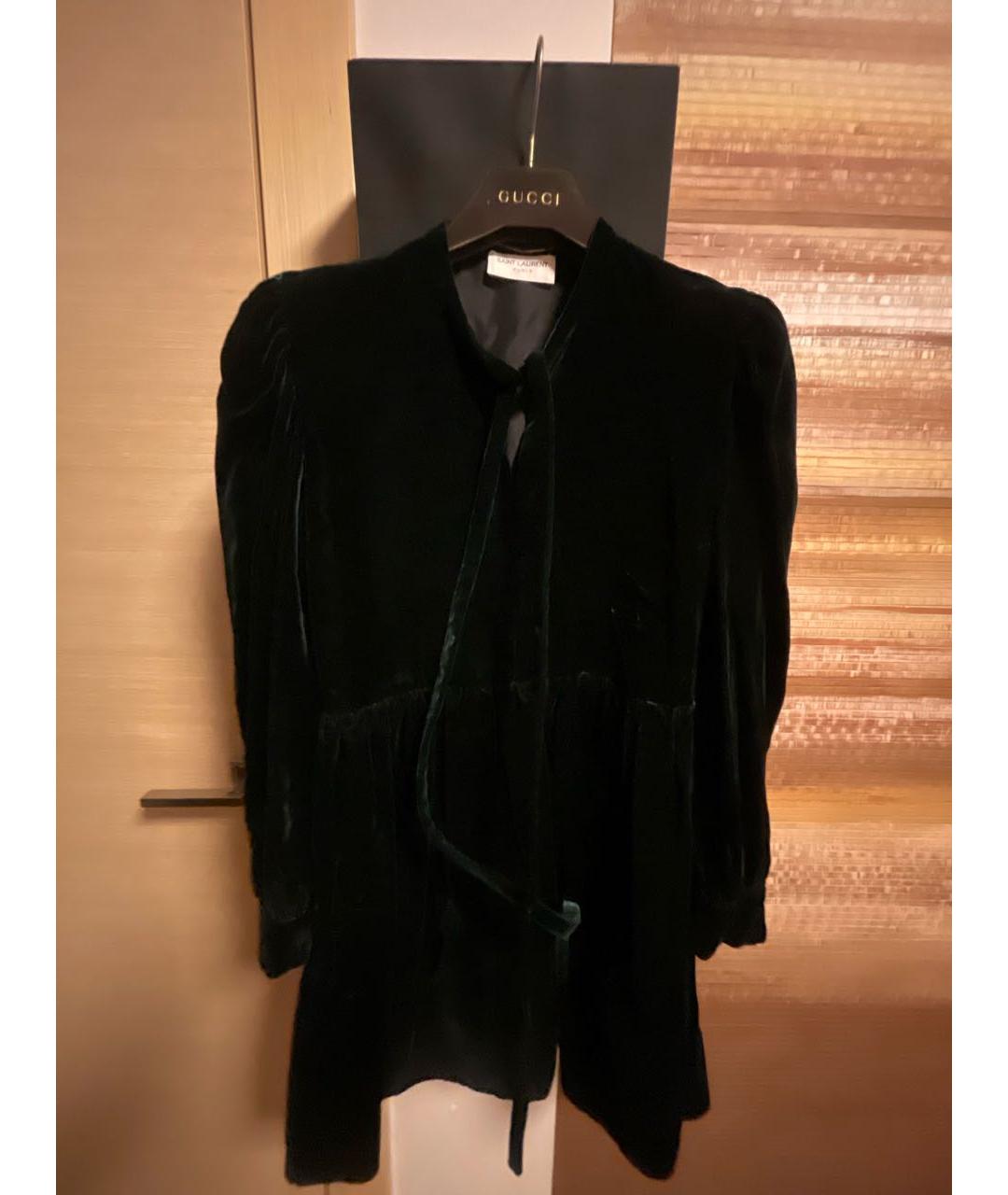 SAINT LAURENT Зеленые бархатное коктейльное платье, фото 5