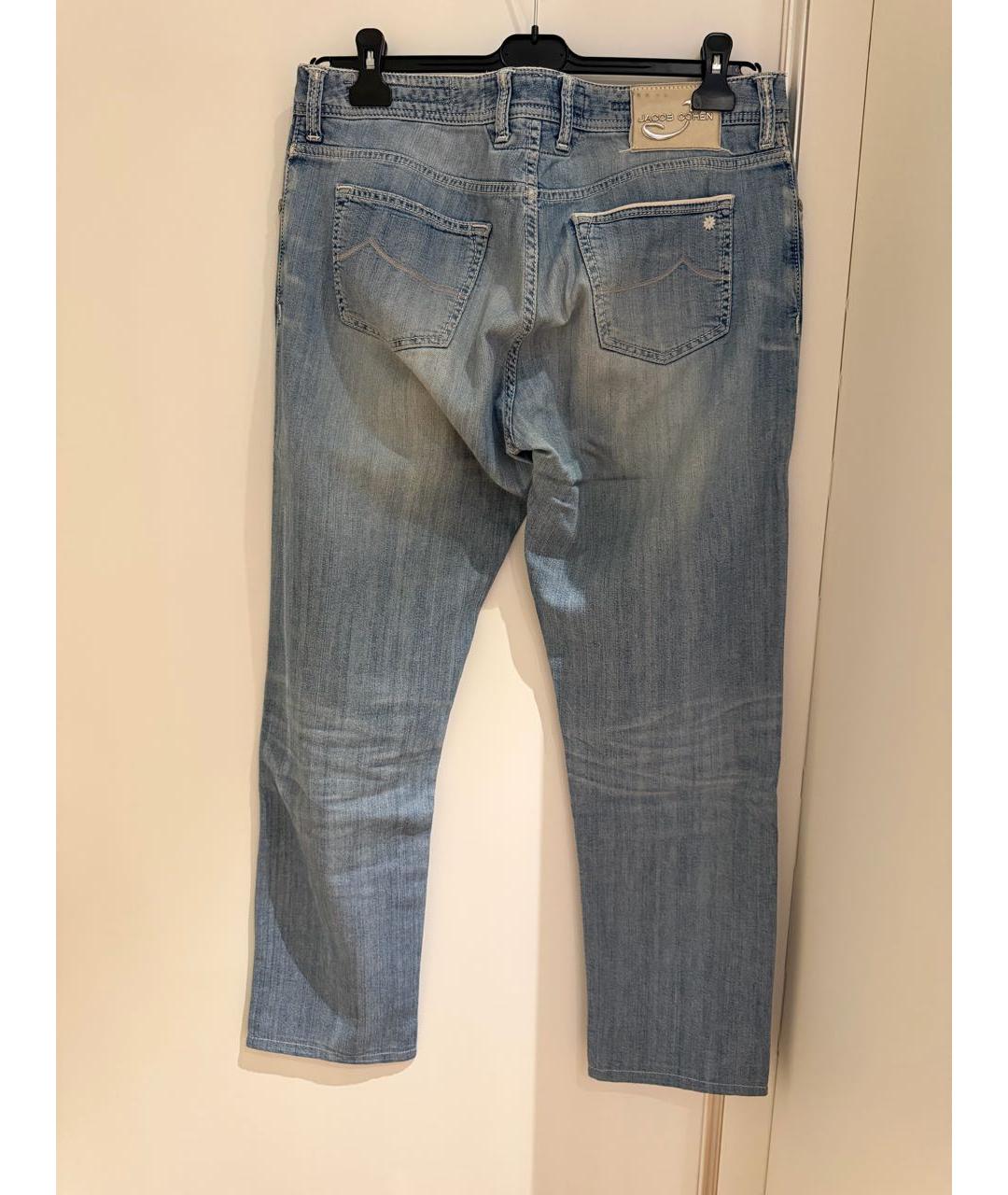 JACOB COHEN Синие хлопковые прямые джинсы, фото 2