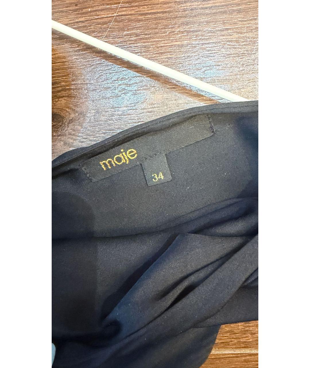 MAJE Черное атласное повседневное платье, фото 4