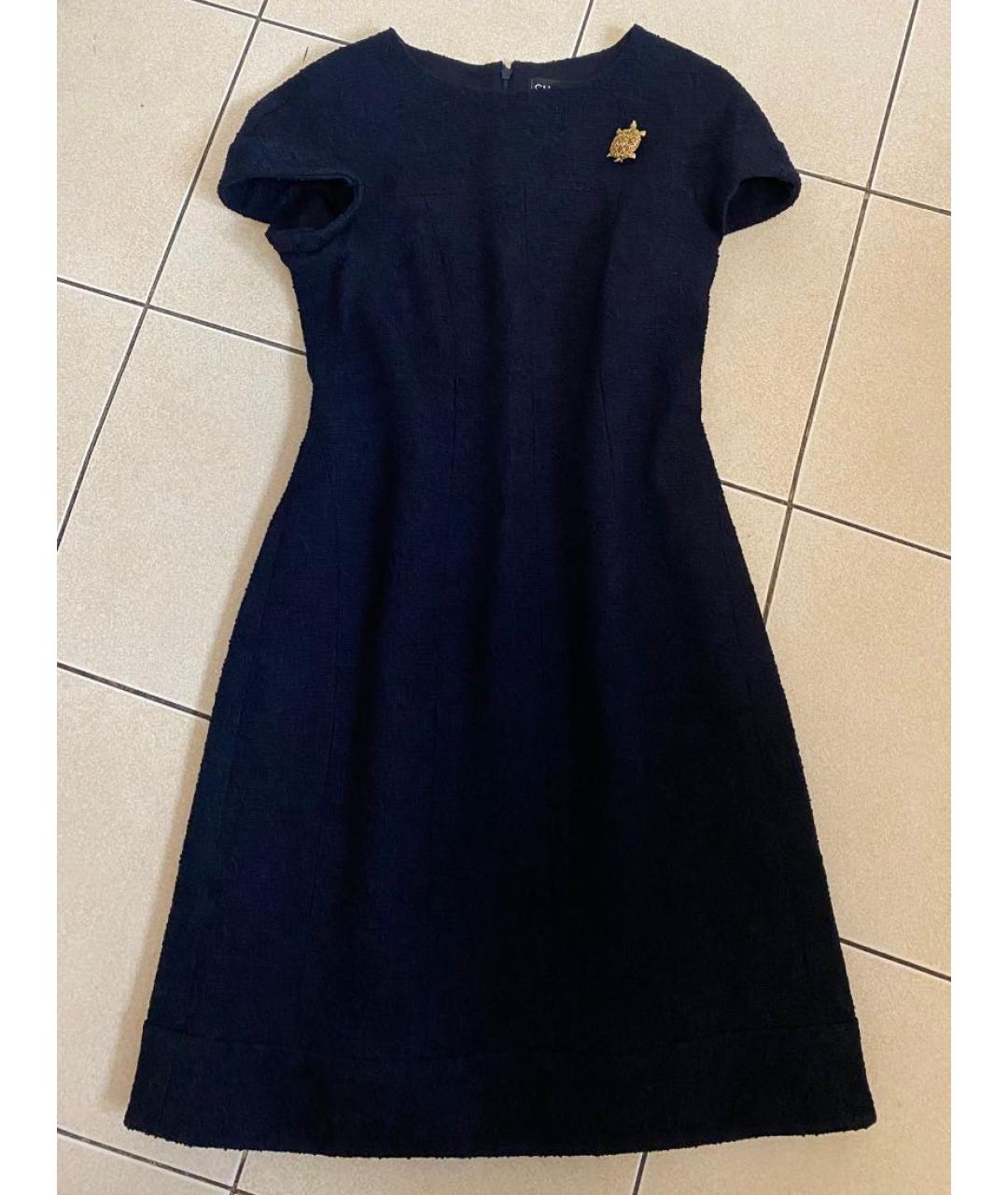 CHANEL Темно-синее твидовое повседневное платье, фото 3