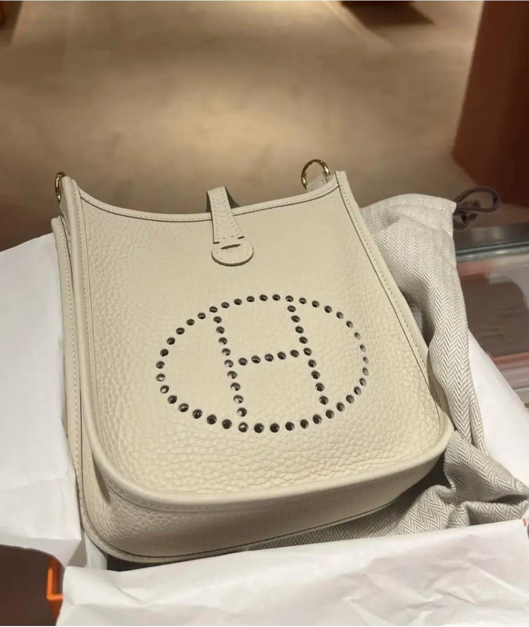 HERMES Белая кожаная сумка через плечо, фото 5