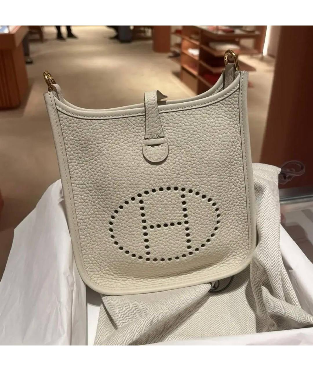 HERMES Белая кожаная сумка через плечо, фото 2