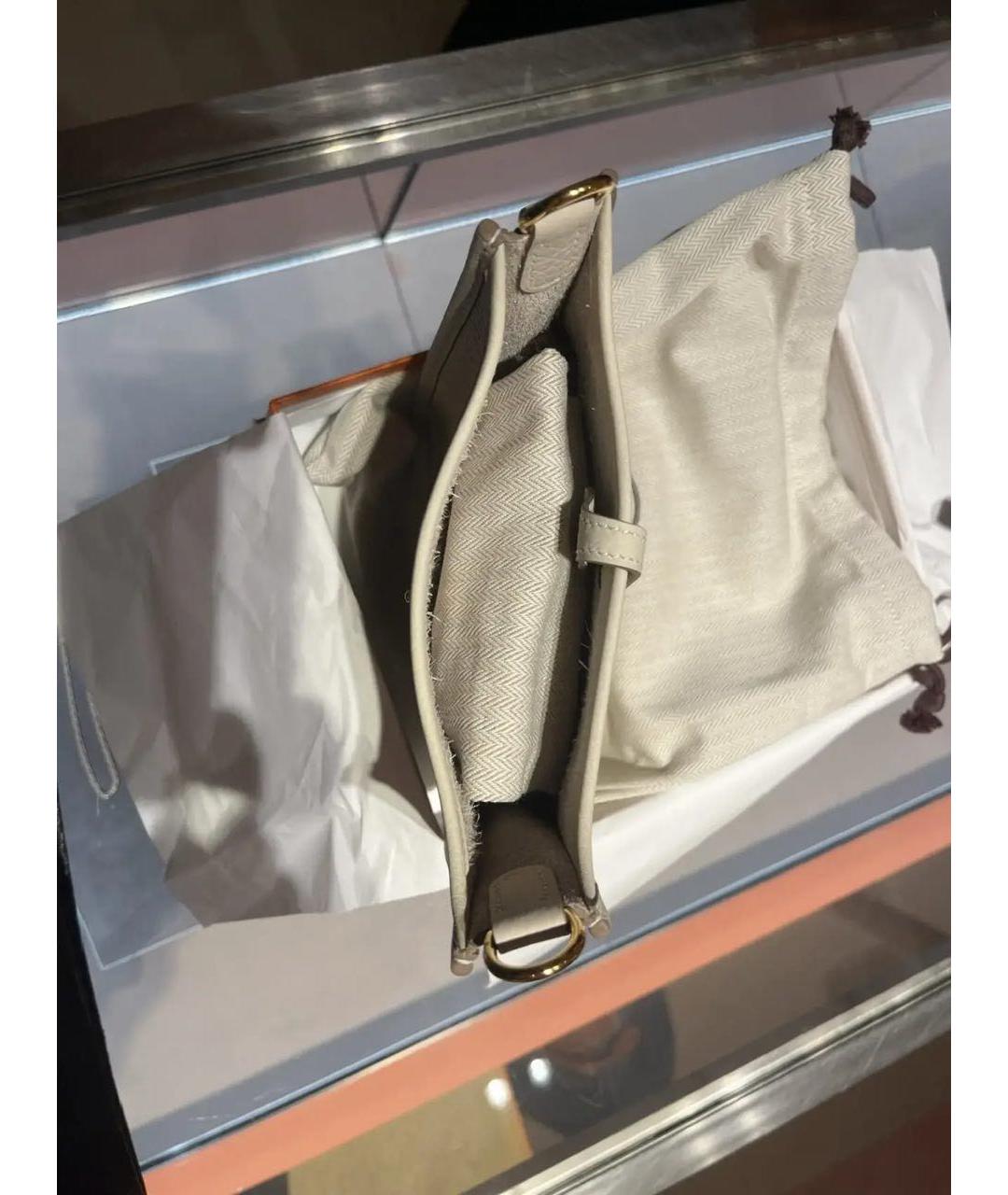 HERMES Белая кожаная сумка через плечо, фото 4