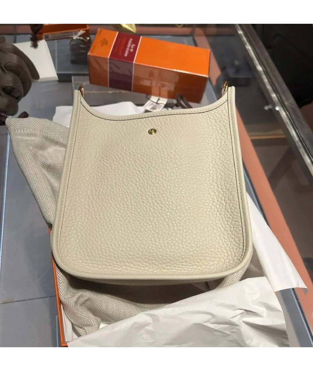 HERMES Белая кожаная сумка через плечо, фото 3