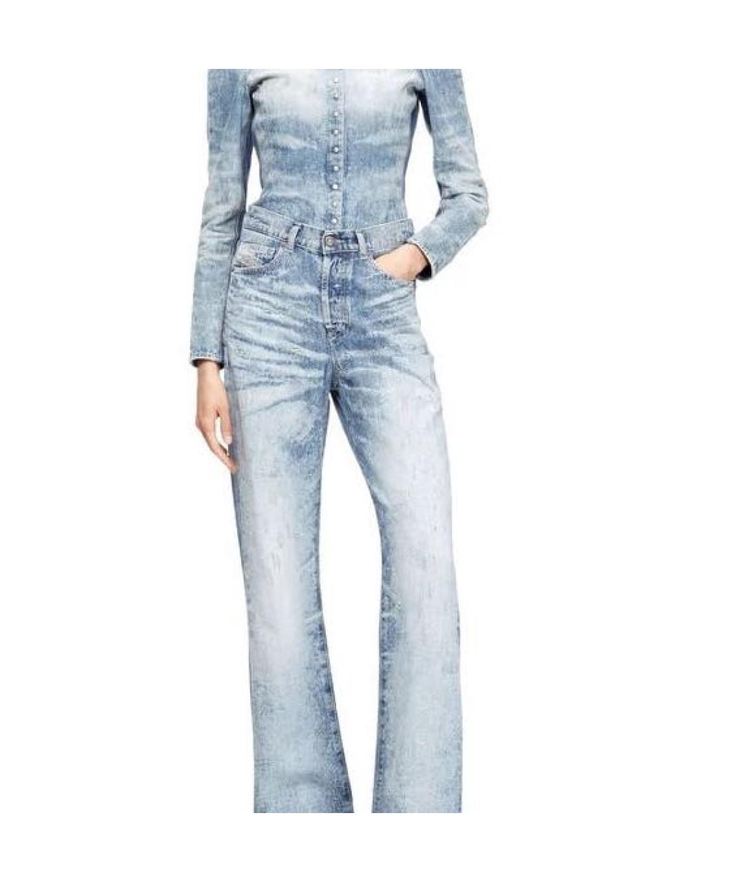 DIESEL Голубые хлопковые прямые джинсы, фото 2