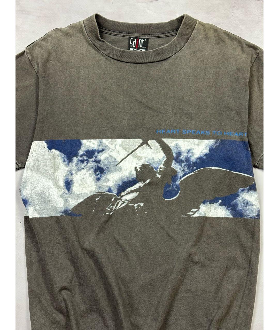 Saint Michael Антрацитовая хлопковая футболка, фото 4