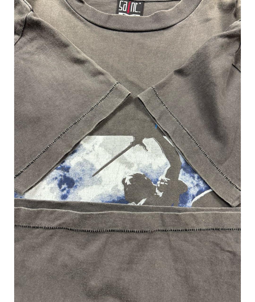 Saint Michael Антрацитовая хлопковая футболка, фото 6