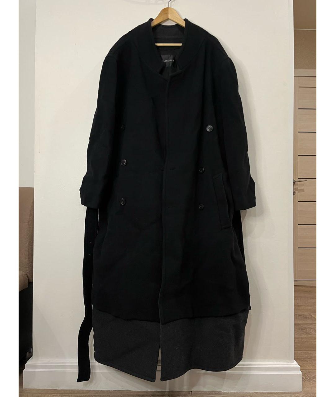 BALENCIAGA Черное шерстяное пальто, фото 2