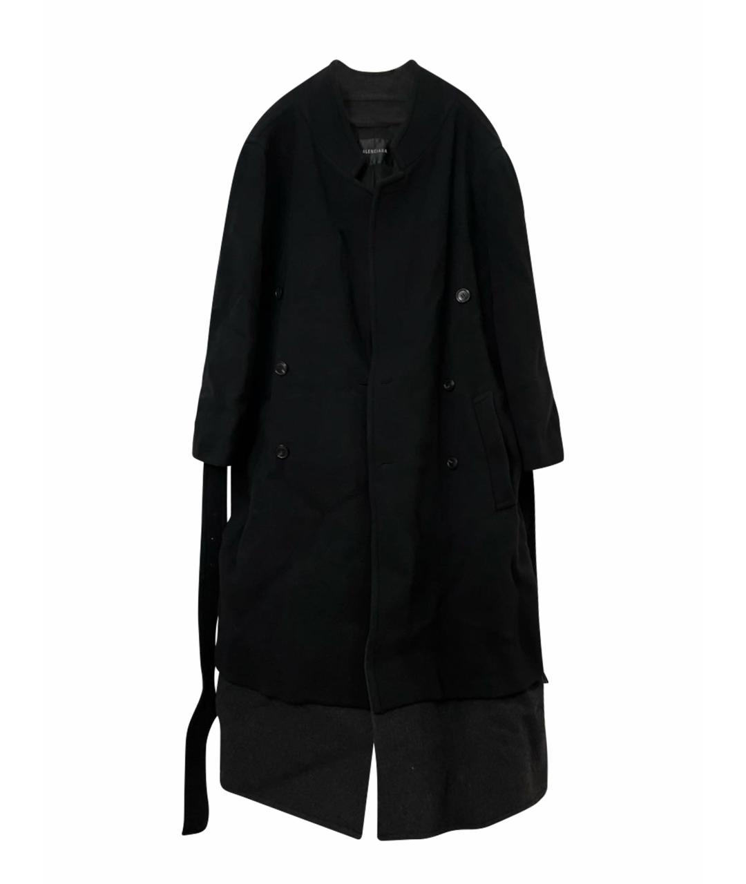 BALENCIAGA Черное шерстяное пальто, фото 1