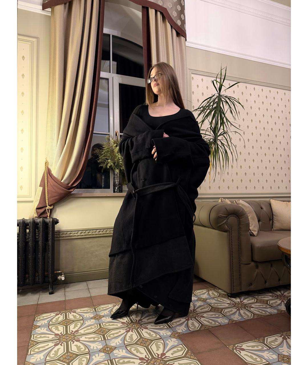 BALENCIAGA Черное шерстяное пальто, фото 4