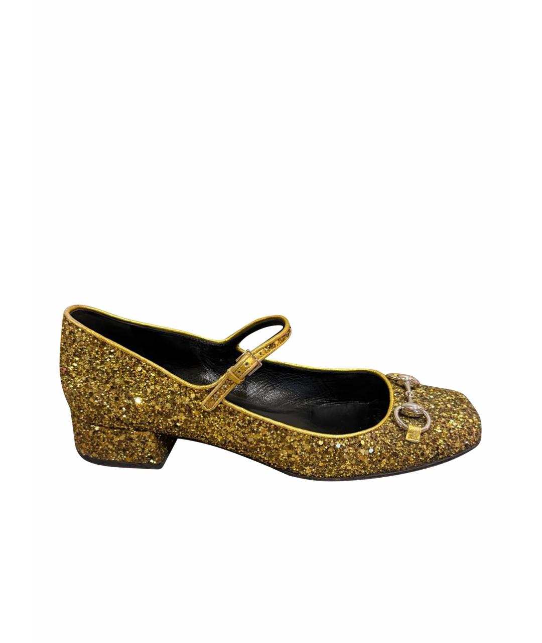 GUCCI Золотые кожаные туфли, фото 1