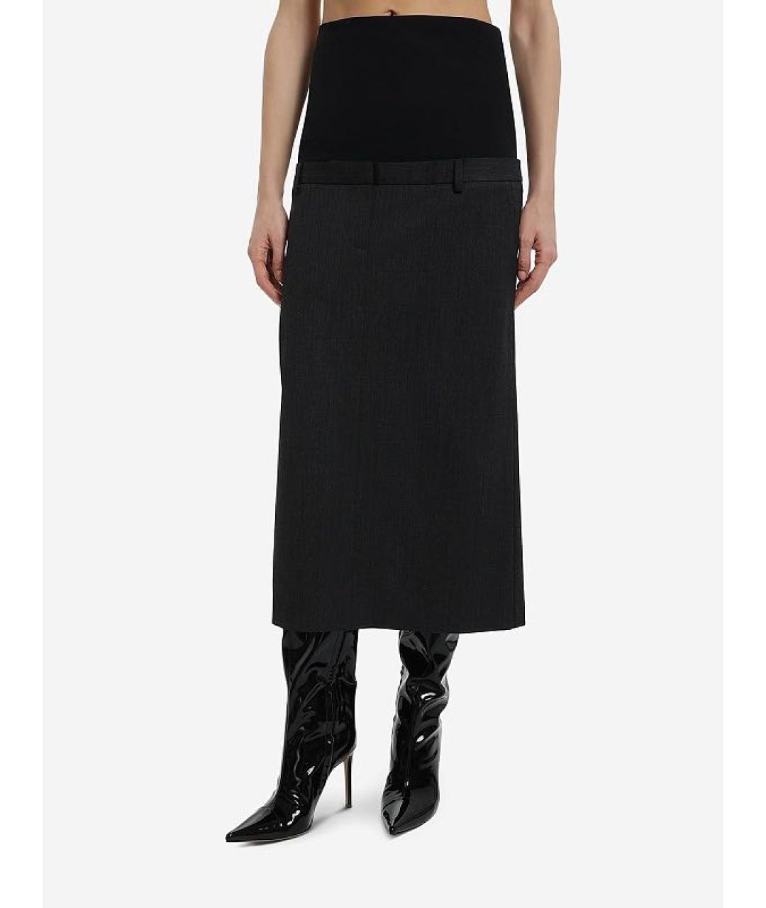 DIESEL Черная полиэстеровая юбка миди, фото 2