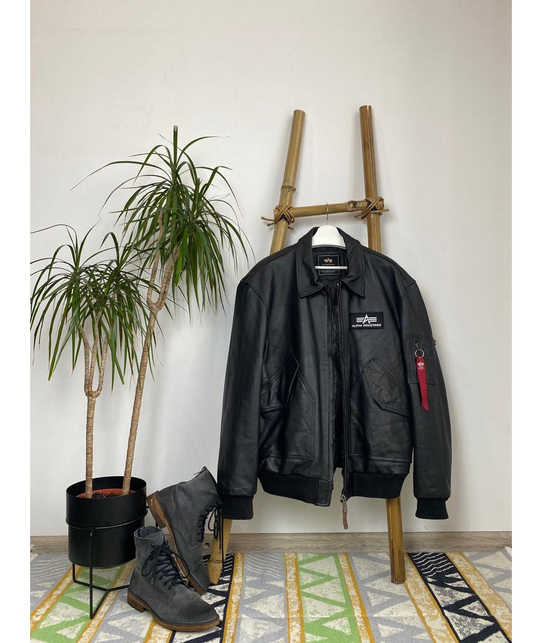 ALPHA INDUSTRIES Черная кожаная куртка, фото 2