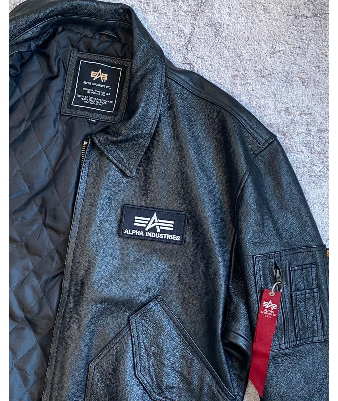 ALPHA INDUSTRIES Черная кожаная куртка, фото 6