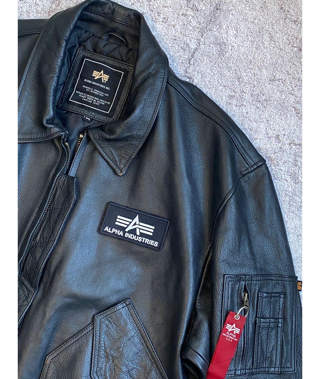 ALPHA INDUSTRIES Черная кожаная куртка, фото 5