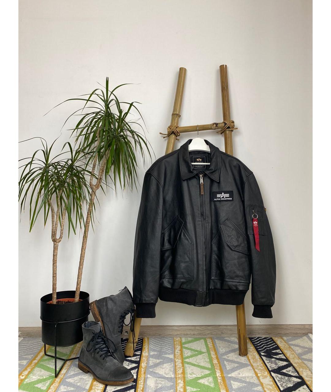 ALPHA INDUSTRIES Черная кожаная куртка, фото 8