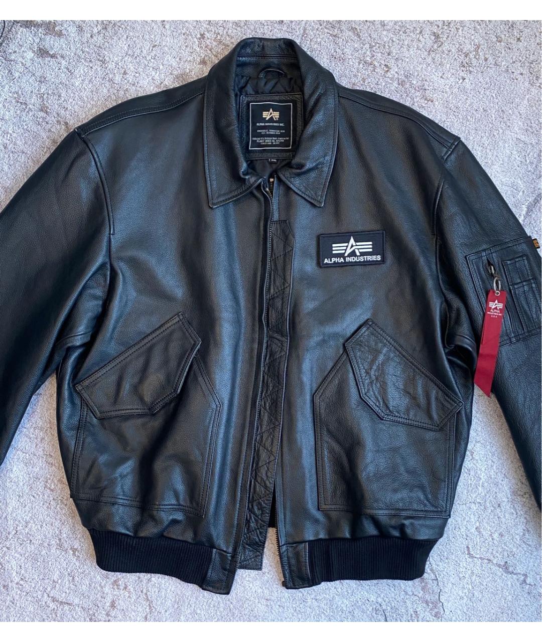 ALPHA INDUSTRIES Черная кожаная куртка, фото 4