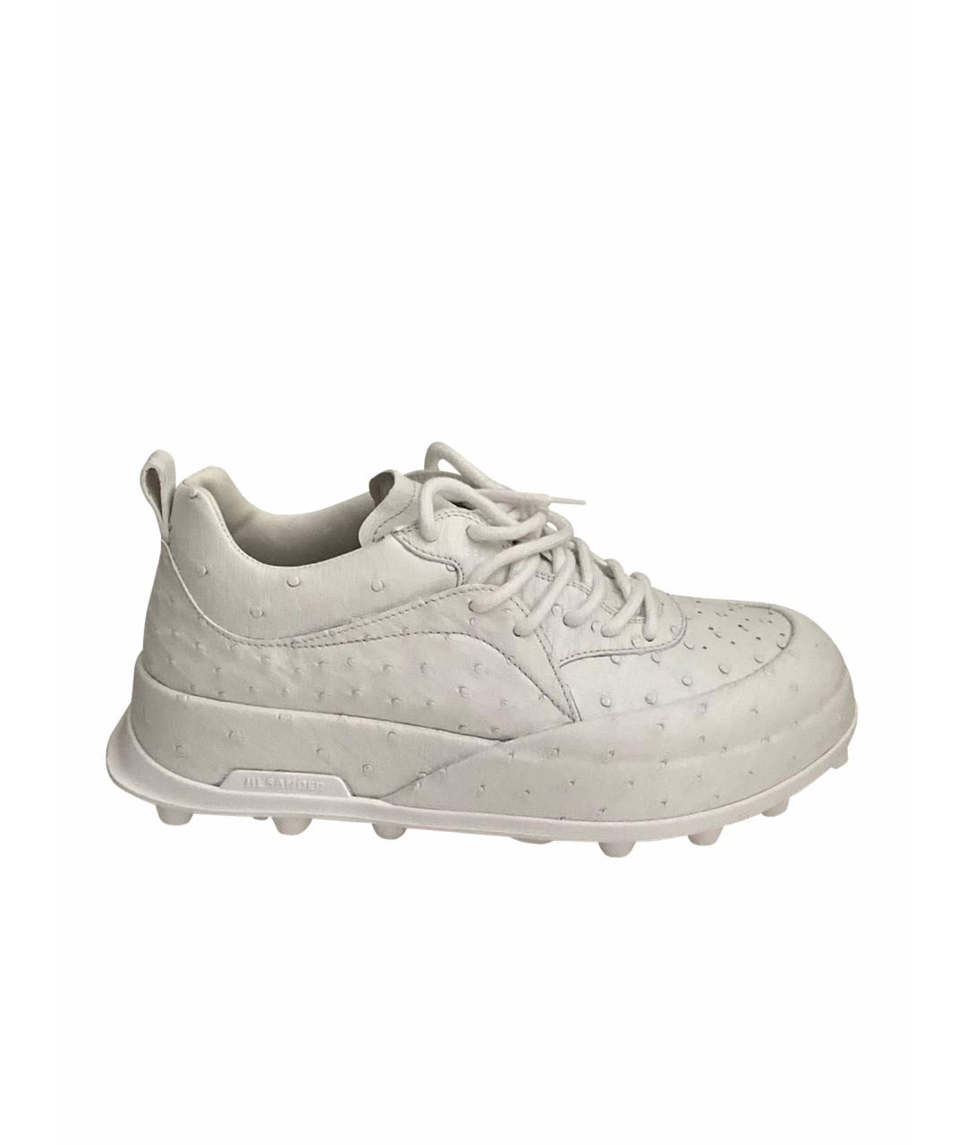 JIL SANDER Белые кожаные низкие кроссовки / кеды, фото 1