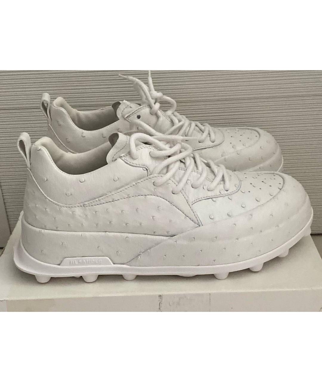 JIL SANDER Белые кожаные низкие кроссовки / кеды, фото 6