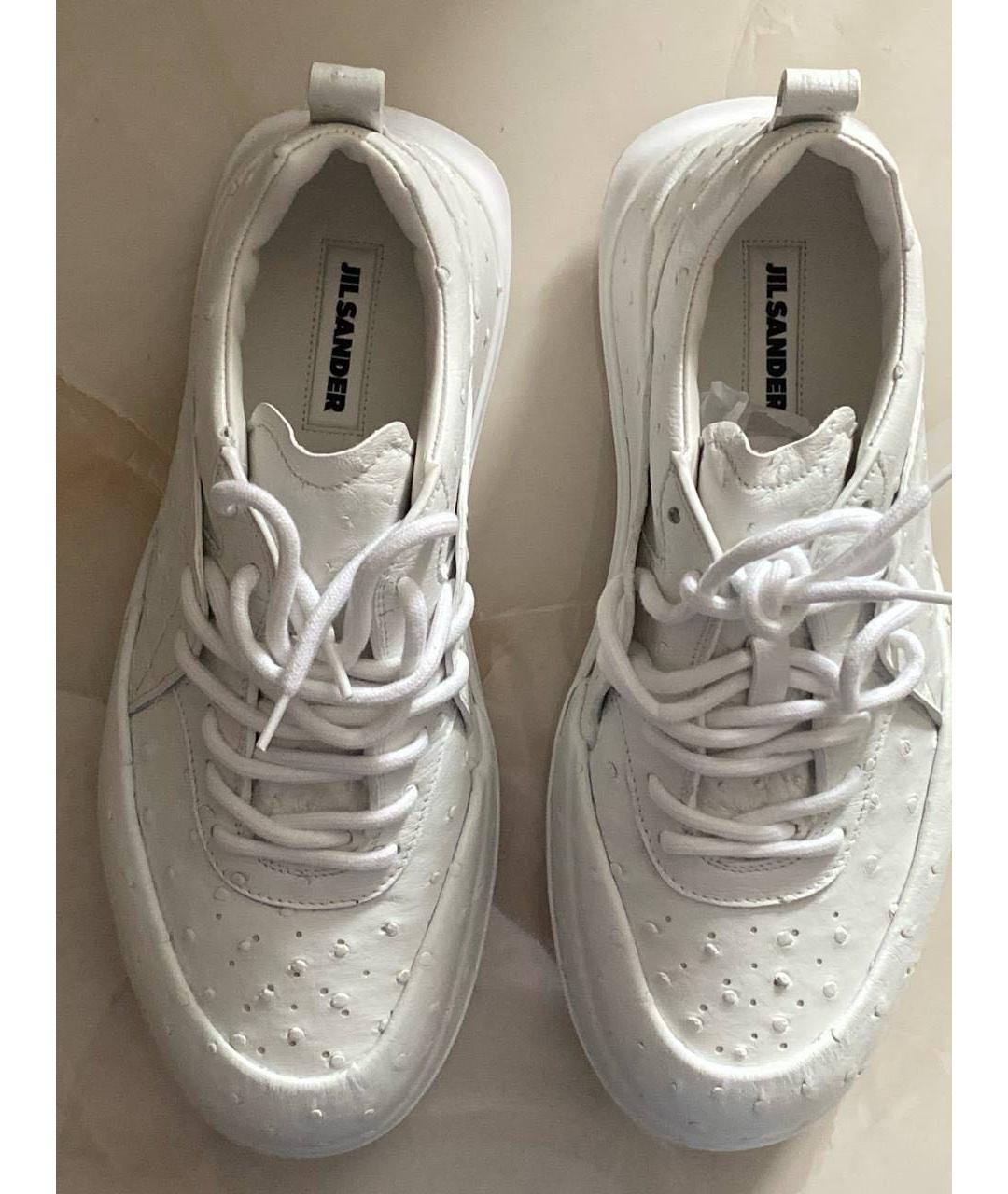 JIL SANDER Белые кожаные низкие кроссовки / кеды, фото 2