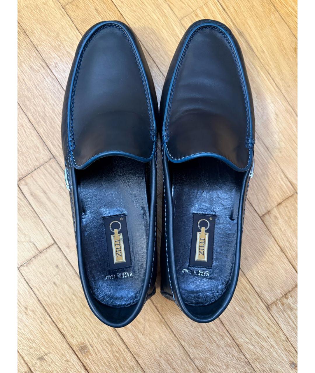 ZILLI Темно-синие кожаные мокасины, фото 4