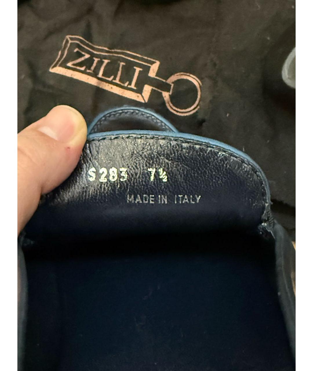 ZILLI Темно-синие кожаные мокасины, фото 6