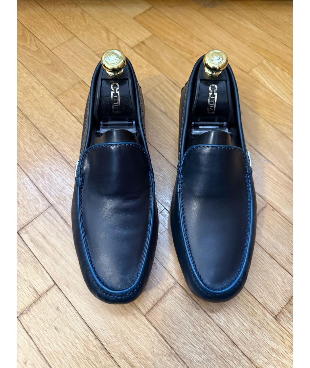 ZILLI Темно-синие кожаные мокасины, фото 2