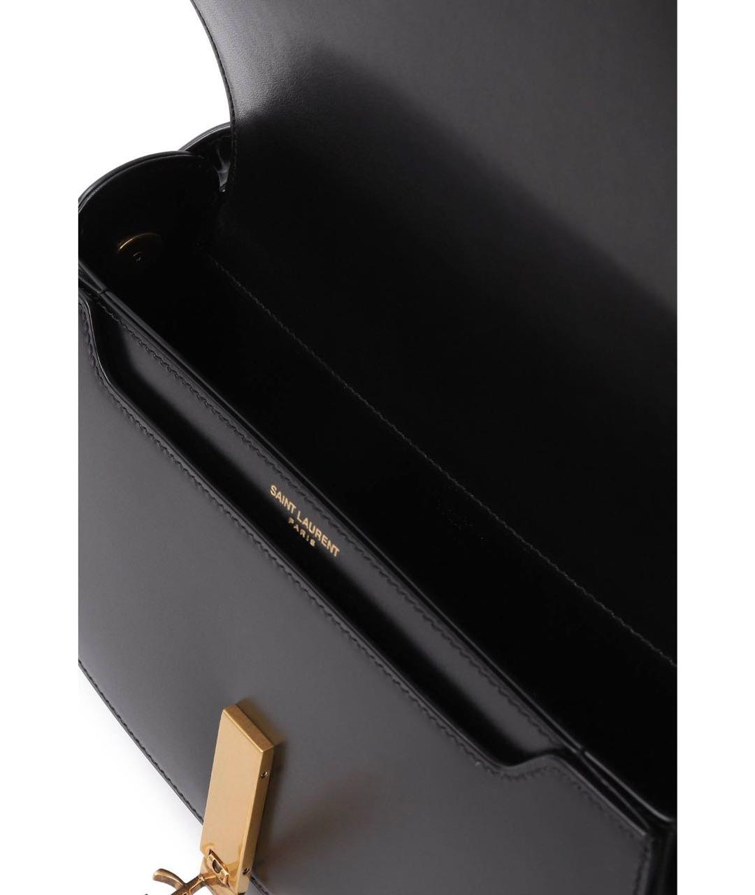SAINT LAURENT Черная кожаная сумка с короткими ручками, фото 4