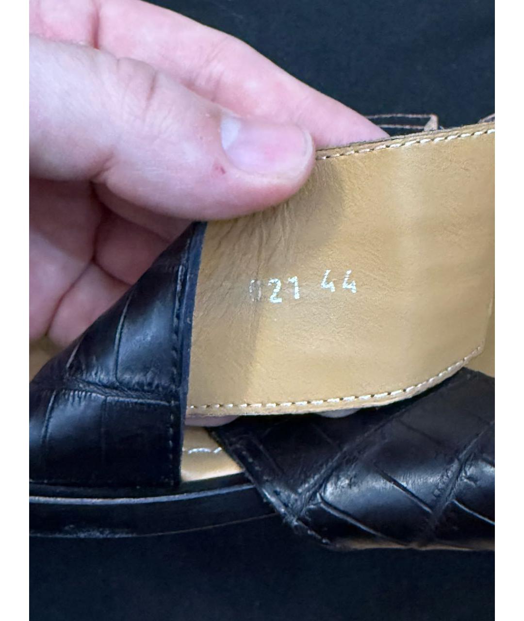 ZILLI Черные кожаные шлепанцы, фото 4