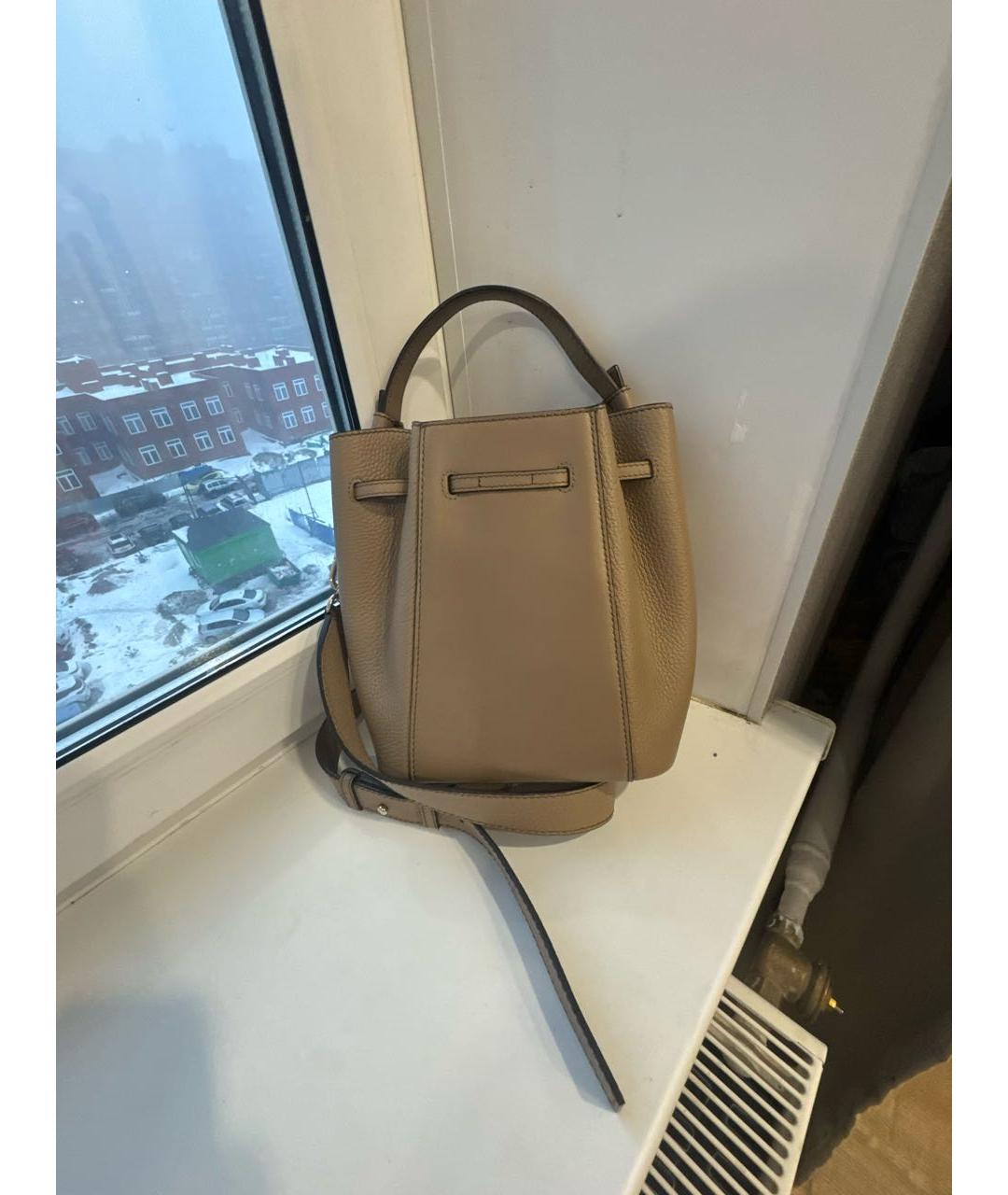 FURLA Бежевая кожаная сумка через плечо, фото 4