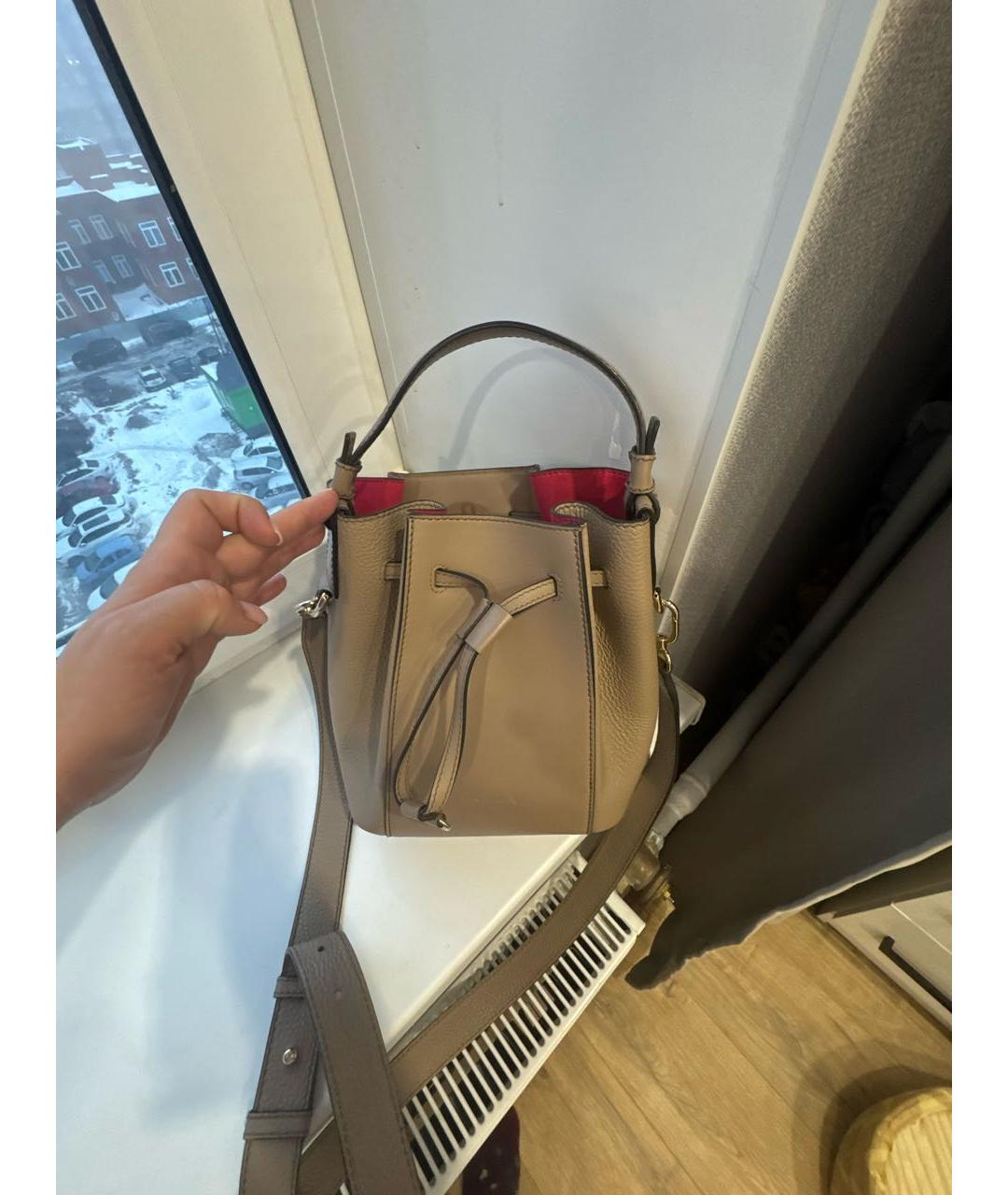 FURLA Бежевая кожаная сумка через плечо, фото 6