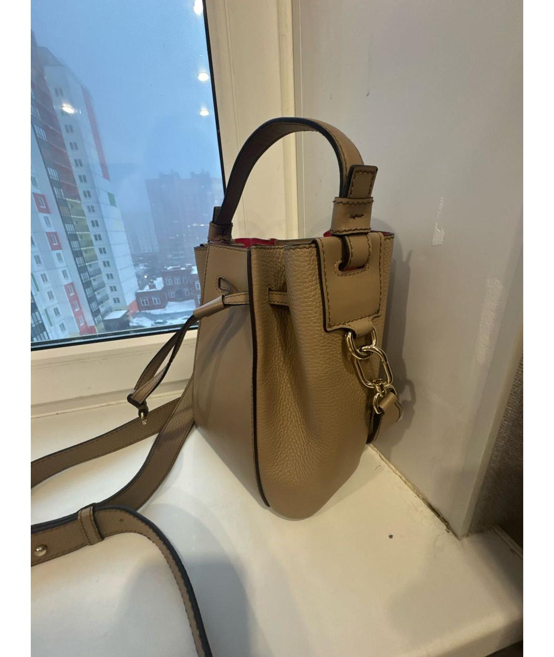 FURLA Бежевая кожаная сумка через плечо, фото 3