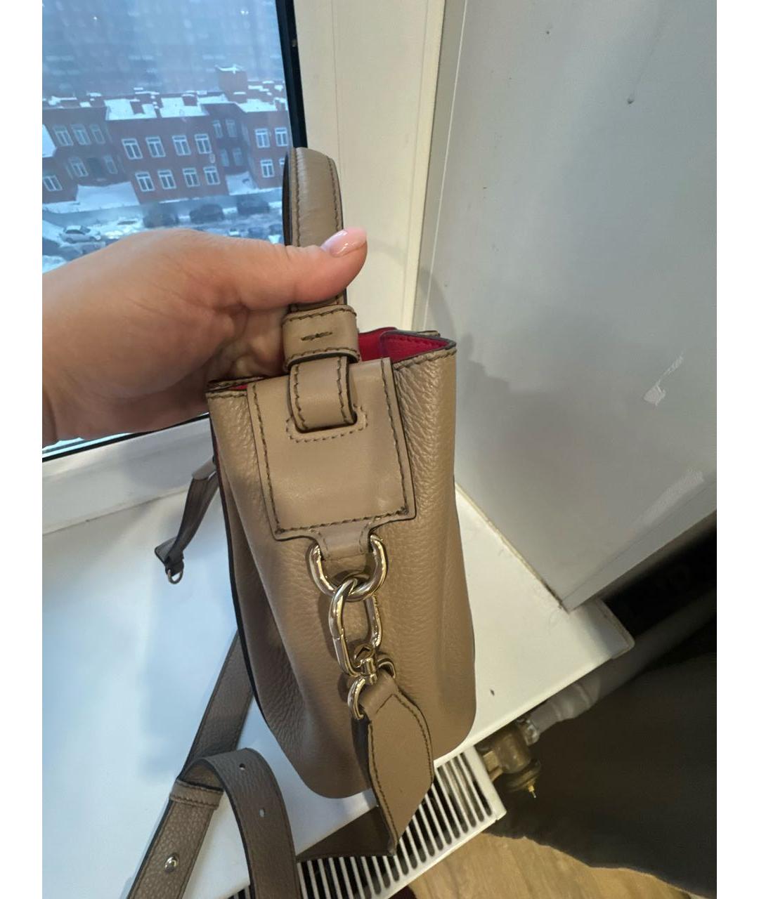 FURLA Бежевая кожаная сумка через плечо, фото 7