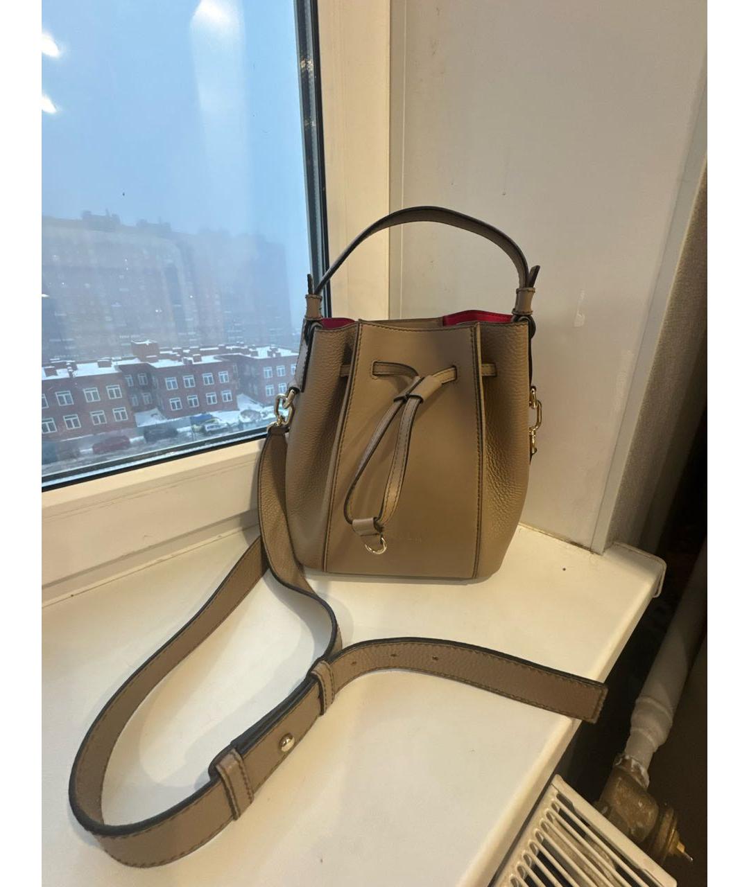 FURLA Бежевая кожаная сумка через плечо, фото 2