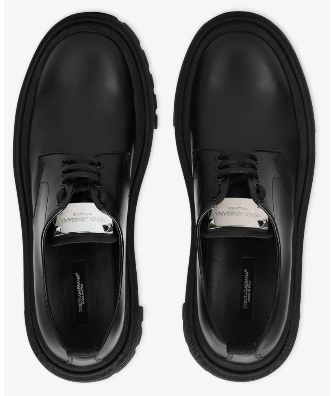 DOLCE&GABBANA Черные кожаные брогги и оксфорды, фото 4
