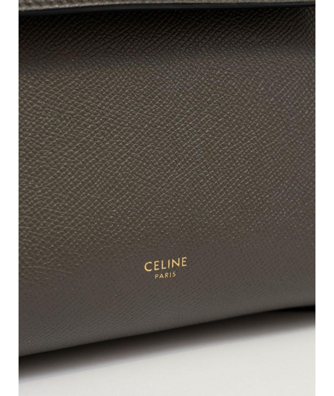 CELINE Серая кожаная сумка тоут, фото 5